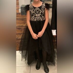 Chic Black and Gold Kids Formal Dress